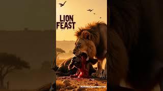 #Lion hunting a cow #Big lion eating a poor cow #wildlife #lionhead