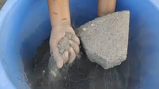 Gritty Grainy sand cement crumbling in water  SA ASMR