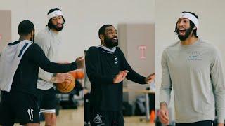 Anthony Davis and Kyrie Irving talking trash while going 1v1 at Mavs practice 