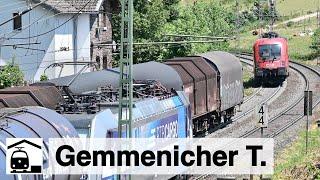 Action am Gemmenicher Tunnel: Güterzüge + Schiebedienst + Class 66 + ...