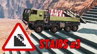 BeamNG Drive - Cars vs Stairs #3 (Hight Speed)