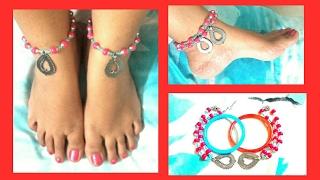 DIY Elastic beaded anklets with charm - easy & quick | How to make cute Stretch beads summer anklet