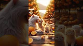 A mother cat with little yellow kitten so cute  #kitten #cat #catlover #cute #ai #aiart #aicat