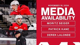 Moritz Seider, Patrick Kane, Derek Lalonde Morning Skate Availability vs SJS  | Nov. 18, 2024