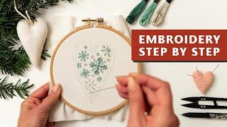 HANDCRAFTED CHRISTMAS ORNAMENT - Embroidery Tutorial for Beginners | SNOWFLAKE JOY Pattern