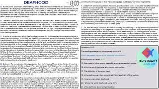 16 June 2022 REAL EXAM READING // DEAFHOOD  // IELTS REALITY