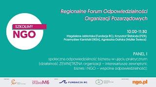 Regionalne Forum Odpowiedzialności Organizacji Pozarządowych - Panel I