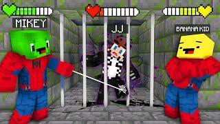 JJ Venom vs Mikey Spider-Man and Banana Kid SuperHero - Prison Escape - Maizen Minecraft Animation