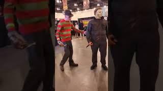 Freddy Krueger and Michael Myers at Monsterpalooza 2023 #halloweencostumes #horror