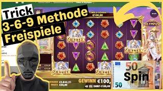 Online Casino Tricks | 3-6-9 Methode Gates of Olympus 50€ Freispiele Trick