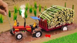 diy mini tractor full trolley Bamboo loading science project @sanocreator