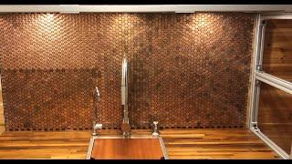 Making a backsplash out of pennies