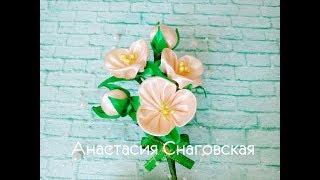 МК бутоньерка, брошь своими руками/ цветы Канзаши/ DIY boutonniere, brooch