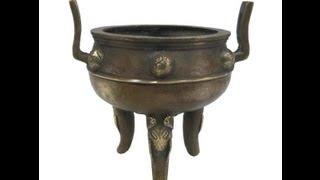 Chinese Handmade 3 Legs Bronze Incense Burner f940