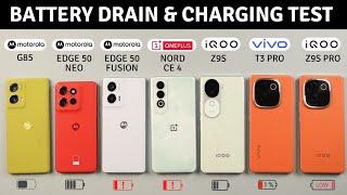 Moto Edge 50 Neo, 50 Fusion, G85, iQoo Z9S, Z9S Pro, Nord CE 4, T3 Pro Battery Drain & Charging Test