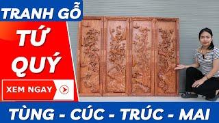 Tranh Tứ Quý Gỗ Tùng Cúc Trúc Mai | Xưởng Gỗ Phú Xuyên