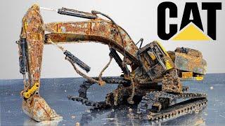 Cat Excavator Found In The Mire on a Rainy Day Restoration