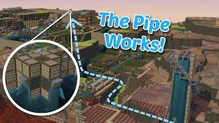 Piping water across the map  - Timberborn - Steeltide #11