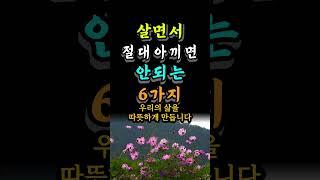 살면서 절대 아끼면 안되는 6가지 #자기계발 #오늘의명언 #좋은글