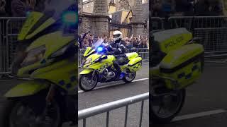 Queens funeral cortège going down the royal mile to holyrood palace