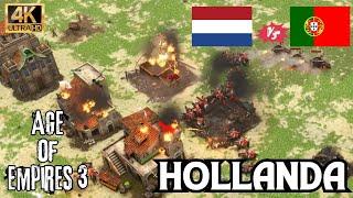 HOLLANDA vs 3xPORTEKİZ ( Hispaniola ) | 1vs3 | Age of Empires 3 Definitive Edition - Türkçe 4K