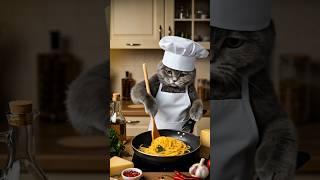 A Chef Cat Cooking Pasta  #cat #cooking #pasta #chef