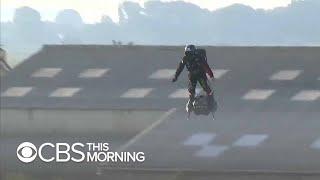 French hoverboard inventor flies over the English Channel