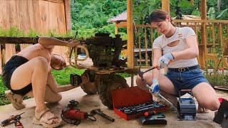 Time-lapse video: Genius girl repairs and restores old damaged gasoline and electric engines .