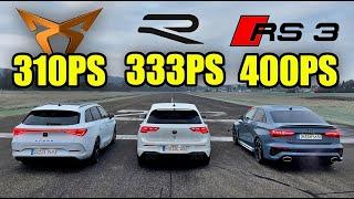 MQB EVO DRAG RACE | RS3 vs GOLF R vs CUPRA Leon VZ | Fahr doch