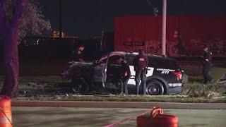 Houston police officer suffers minor injuries after crashing in city's East End