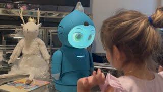Girl is captivated by Moxie, the world's first AI robot for kids || WooGlobe