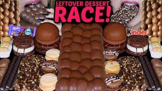 ASMR LEFTOVER DESSERT RACE! GIANT BUBBLY MILKA CHOCOLATE, MARSHMALLOW, REESE'S ICE CREAM, KINDER 먹방