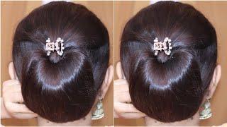 Wow! Beautiful Low Bun Hairstyle With Small Clutcher | Very Easy Juda Bun Hairstyle For Girls 2024