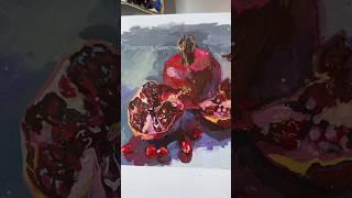 Этюд гуашью с натуры. Гранат. #творчество #art #гуашь #творчество #shortsvideo