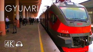 Gyumri, Armenia, Train Trip, Walking Tour, 4K 60fps with Binaural Sound