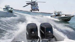 US Border Patrol Boats in Action During High Speed Chase at Sea