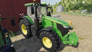 Tractor Traktor Green John Deere & Valtra | Plowing sowing and harvesting sunflower seeds | LS19 tr