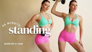 30 MIN STANDING FULL BODY STRENGTH HOME WORKOUT- Burn Fat and Build Muscle | No Repeats