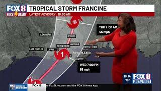 10 a.m. Tuesday: Francine track continues eastward shift