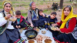 The secret of cooking delicious Ashkeneh Kashk on the fire in our village | Village life