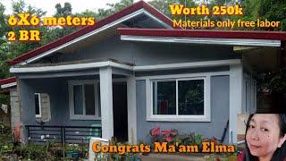 6x6 meters(36sqm) worth 250,000 free labor, OFW DREAM HOUSE OF MA'AM ELMA MADURO OF RAMON ISABELA