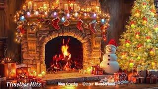 Nat King Cole, Bing Crosby, Frank Sinatra, D.Martin  Classic Christmas Music with Fireplace