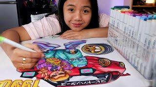 I Made a BIG DRAWING USING 72 COLORS OF COPIC MARKERS