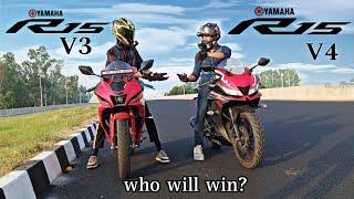 Yamaha R15 V3 vs R15 V4 Drag Race | Top End Battle! | Itni Jada Power 