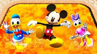 GTA 5 Mickey Mouse, Donald Duck and Daisy Jumping Into Lava Pool (Ragdolls/Euphoria Physics)