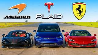 Tesla SUV v Ferrari v McLaren: DRAG RACE