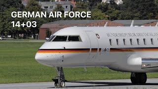 ANGELA MERKEL ON BOARD THE GERMAN AIR FORCE GLOBAL EXPRESS (14+03) AT INNSBRUCK