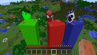 I can BUILD a LONGEST HULK! MOONDROP! SPIDER MAN HOUSE in Minecraft! WHICH SECRET HOUSE TO CHOOSE