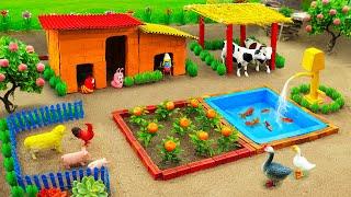 DIY Farm Diorama with house cow, pig | mini hand pump supply water for grow farm | HP Mini @DIYFarm