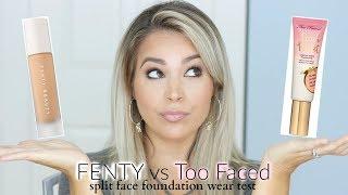 Split Face Wear Test | FENTY vs TOO FACED Peach Perfect Foundations